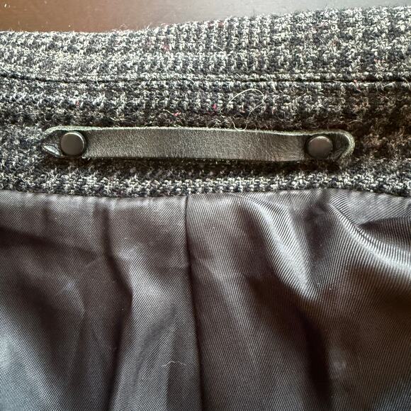 AllSaints Mallieus Men’s Wool Plaid Yuto Pea Coat Charcoal Gray Size Medium 38 - Picture 10 of 16